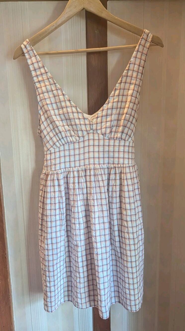 American Eagle Lined Dress Tie Women's Medium White Pastel Checked Tie